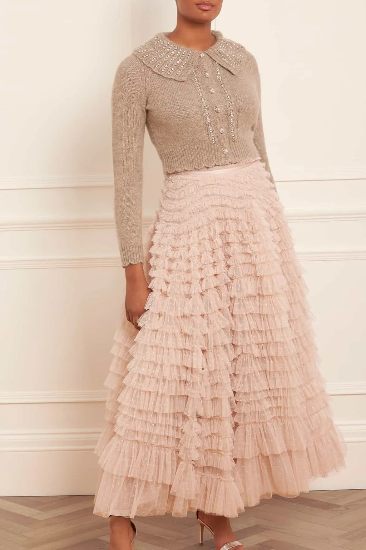 Hattie Ruffle Ankle Skirt Draped Design