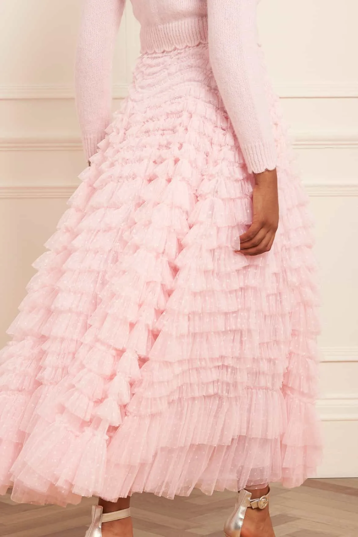 Contemporary Design Contrast Panel Hattie Ruffle Ankle Skirt