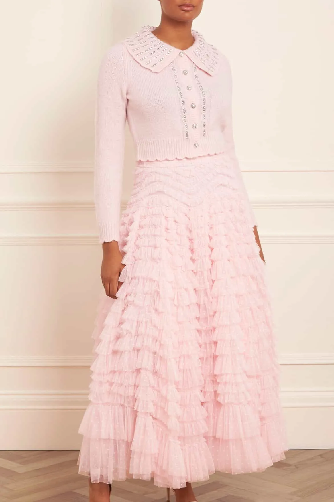Hattie Ruffle Ankle Skirt Adjustable Closure