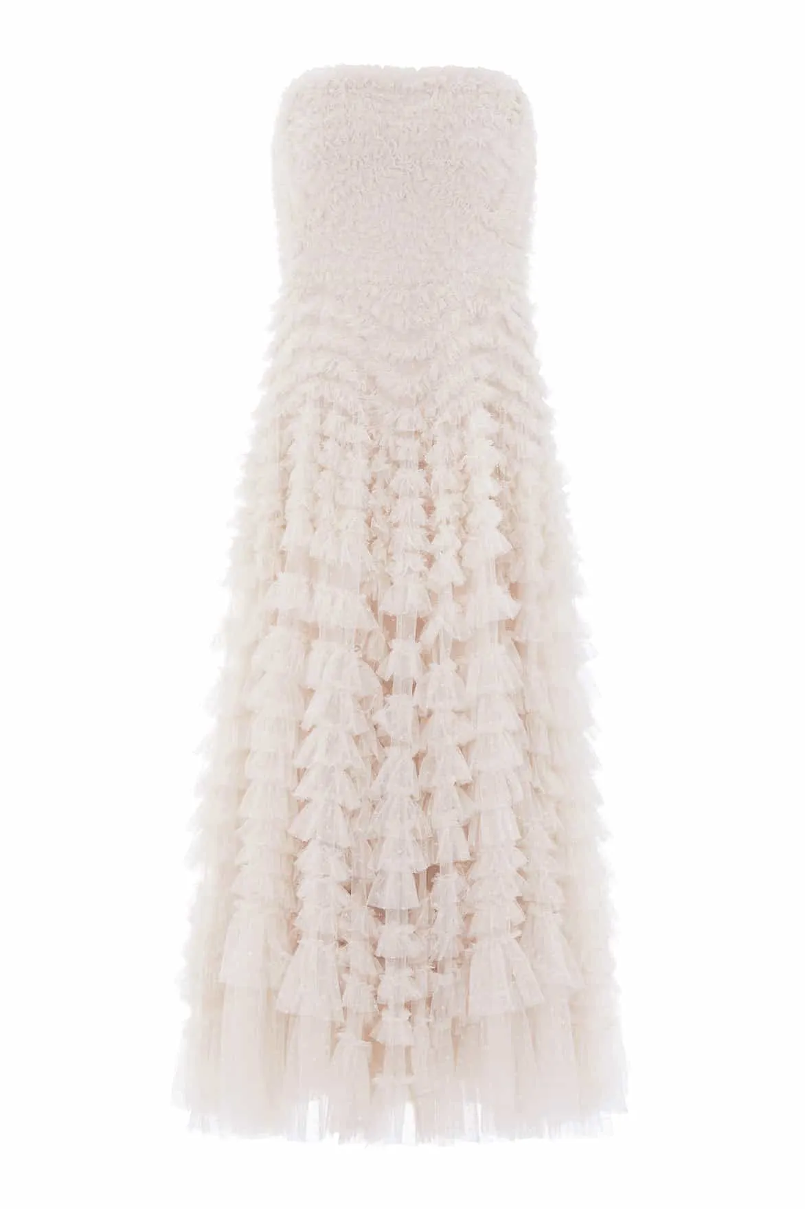 Hattie Ruffle Strapless Ankle Gown Pose Glow