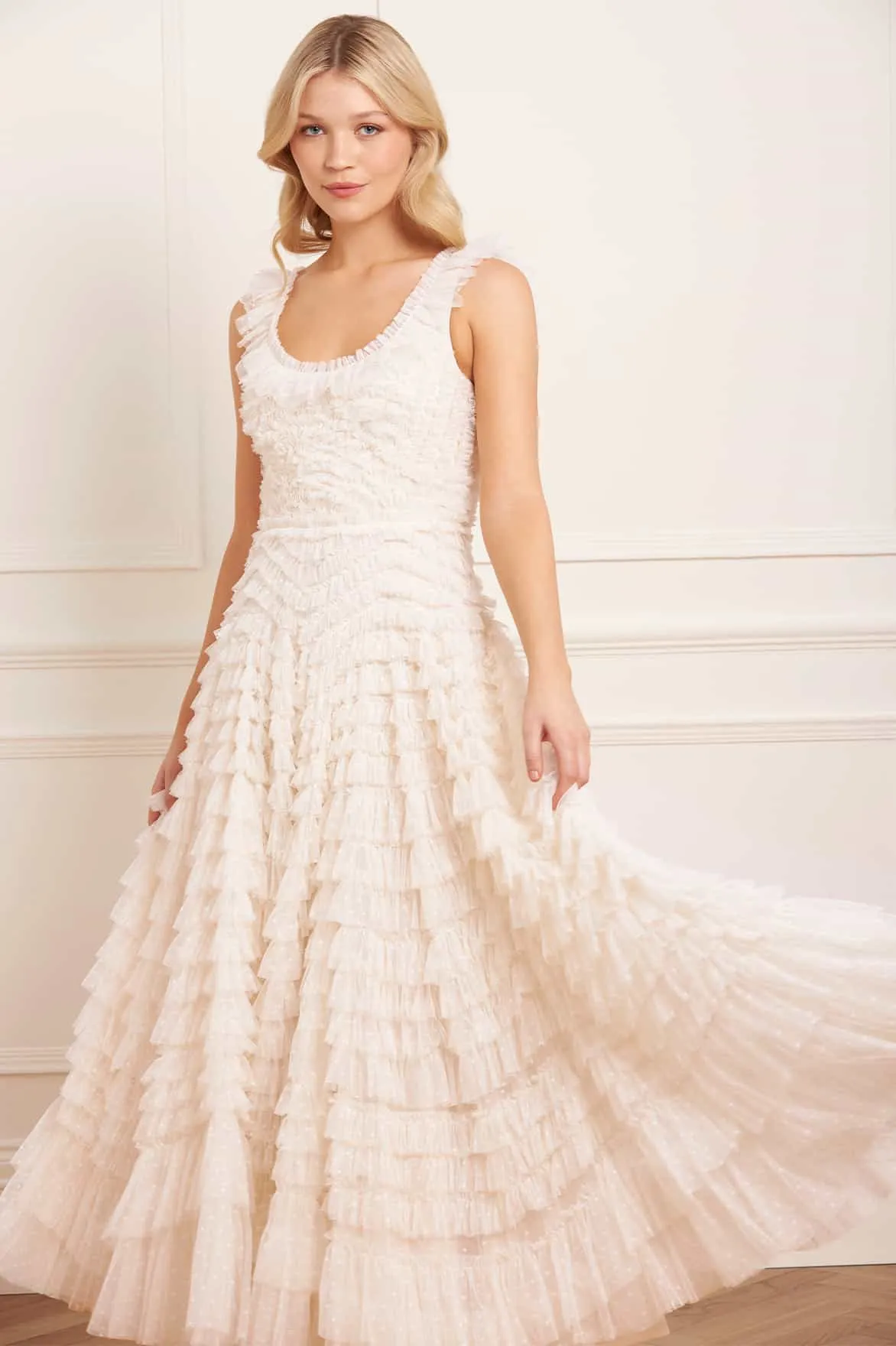 Invisible-Zip Hattie Scoop Neck Ankle Gown