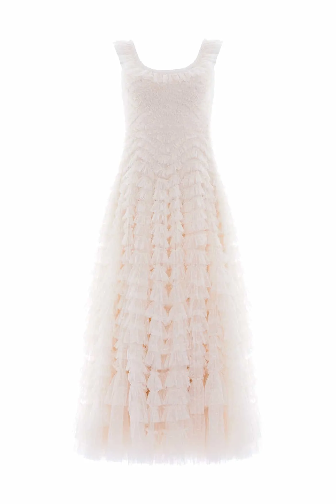 Chill Base Mixed Fabric Hattie Scoop Neck Ankle Gown