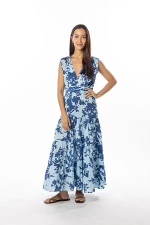Hazel Dress Blue Harbor Front-Slit Clean Flow