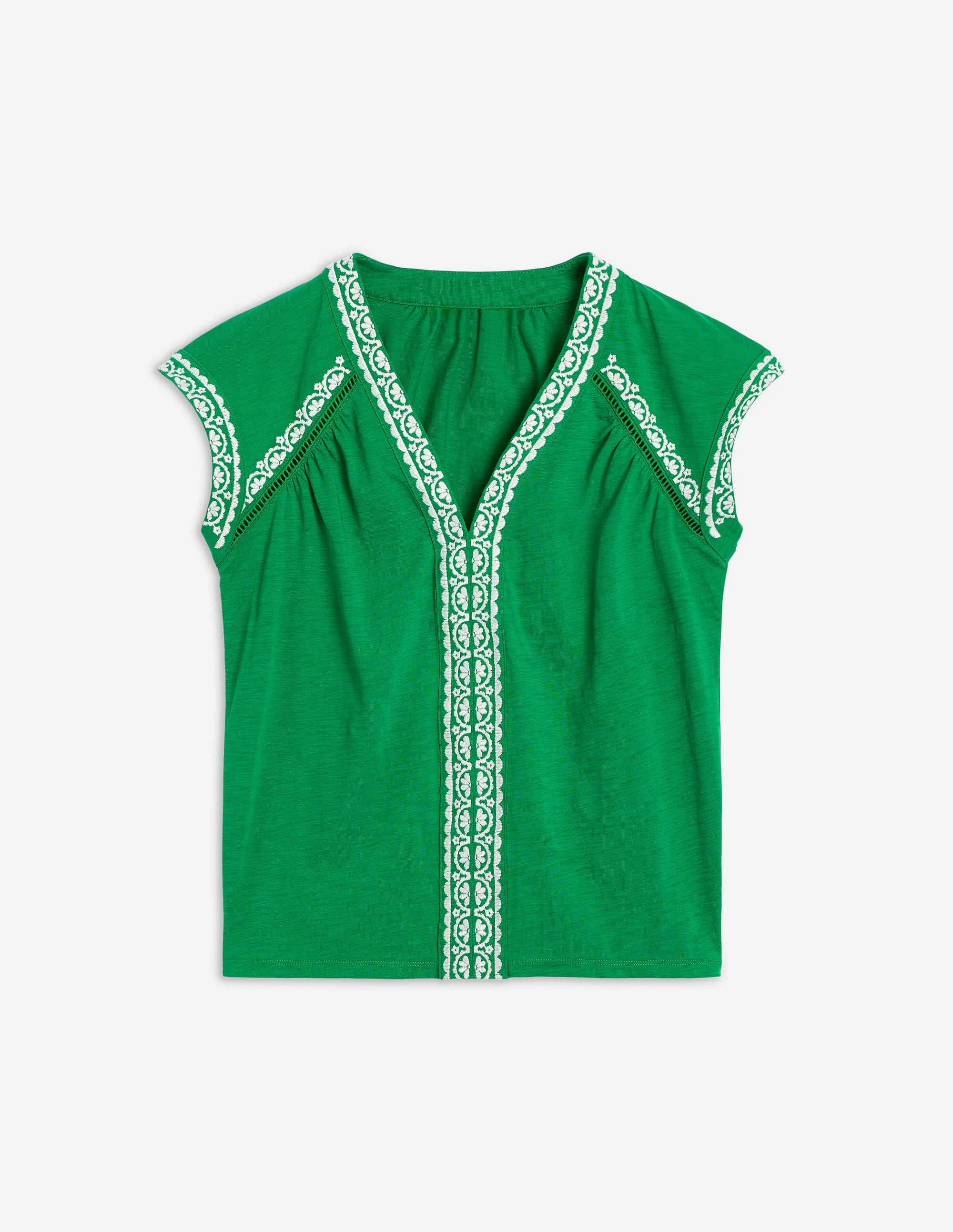 Hazel Cotton Embroidered Top-Rich Emerald FadeResistant