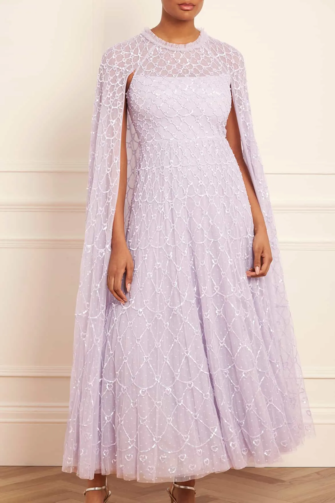 Elegant Touch Subtle Stitch Heart Lattice Ankle Gown