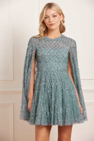 Travel Staple Silky-Feel Heart Lattice Micro Mini Dress