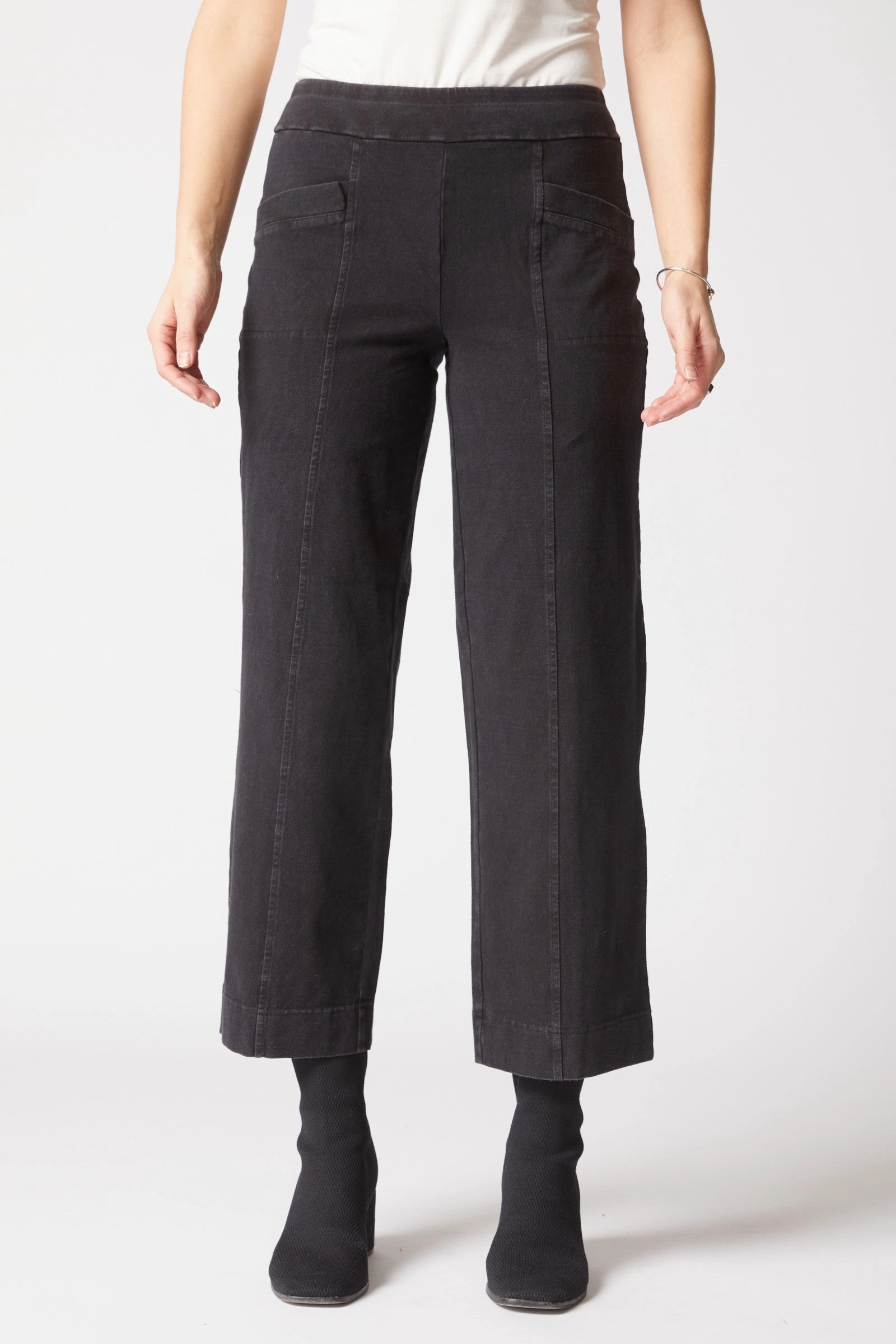 Habitat Stonewash Angle Flood Pant in Black Recycled Polyester Fabric