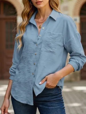 Casual versatile color-block long-sleeved shirt AntiStatic Treatment High Thread Count Cotton