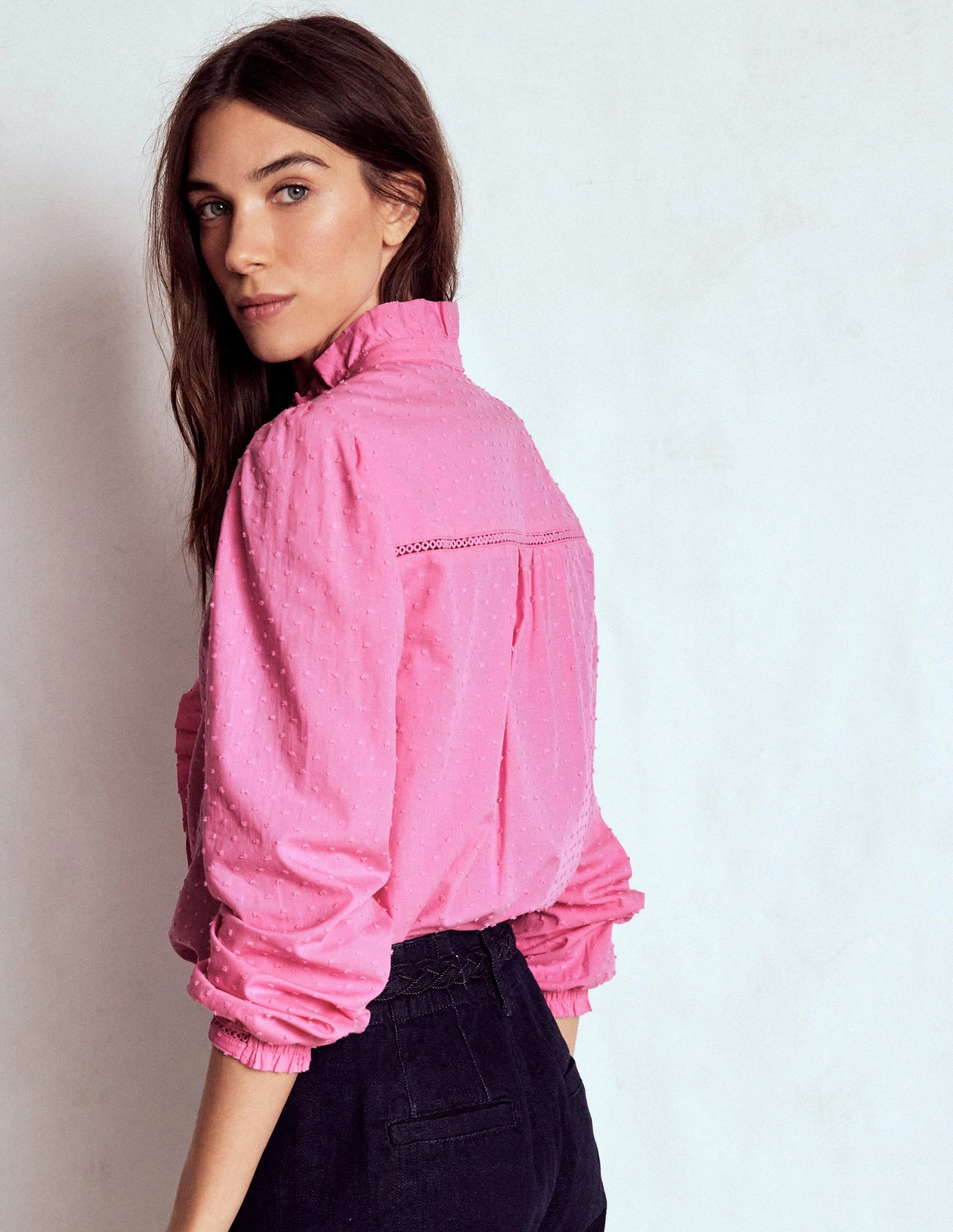 Helena Cotton Dobby Top-Rose Bloom Durable Reinforced Shoulders Four Way Stretch Material