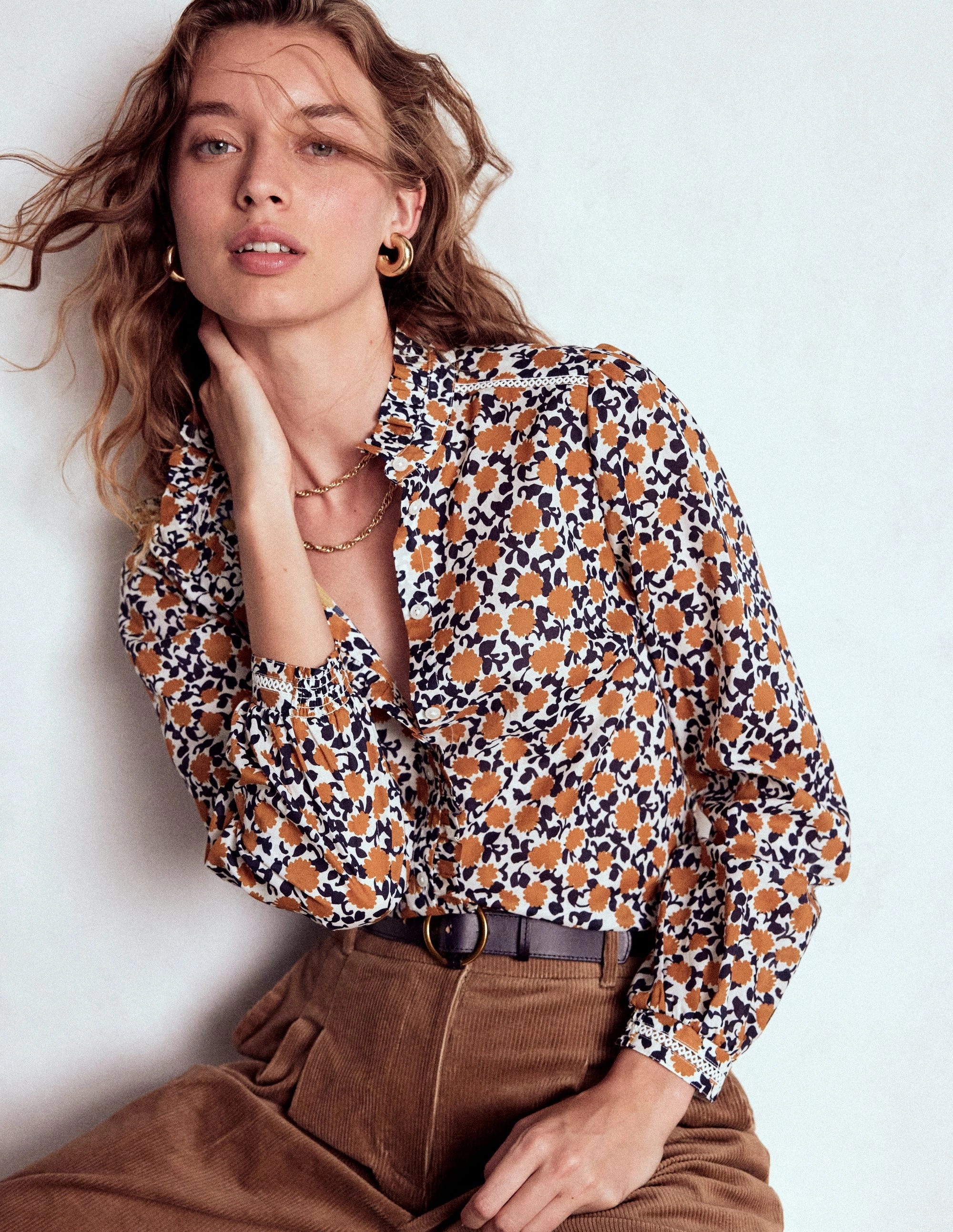Reversible design Helena Cotton Top-Cognac, Floweret Vine