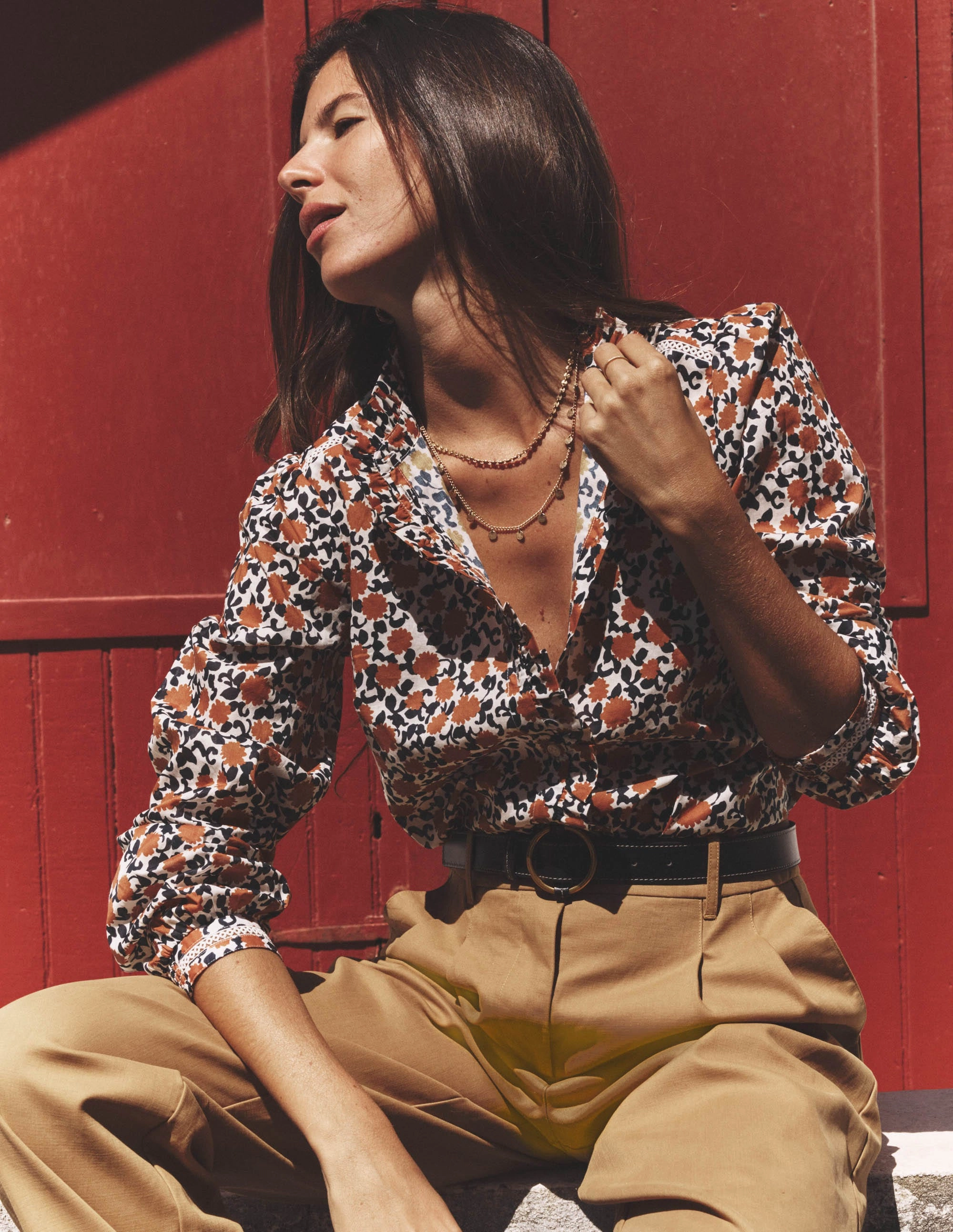 DurableWeave Helena Cotton Top-Cognac, Floweret Vine
