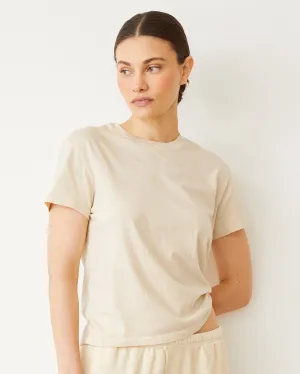 Drop Shoulder Cut Low Profile Zipper Closure Basic Crew Neck Tee
