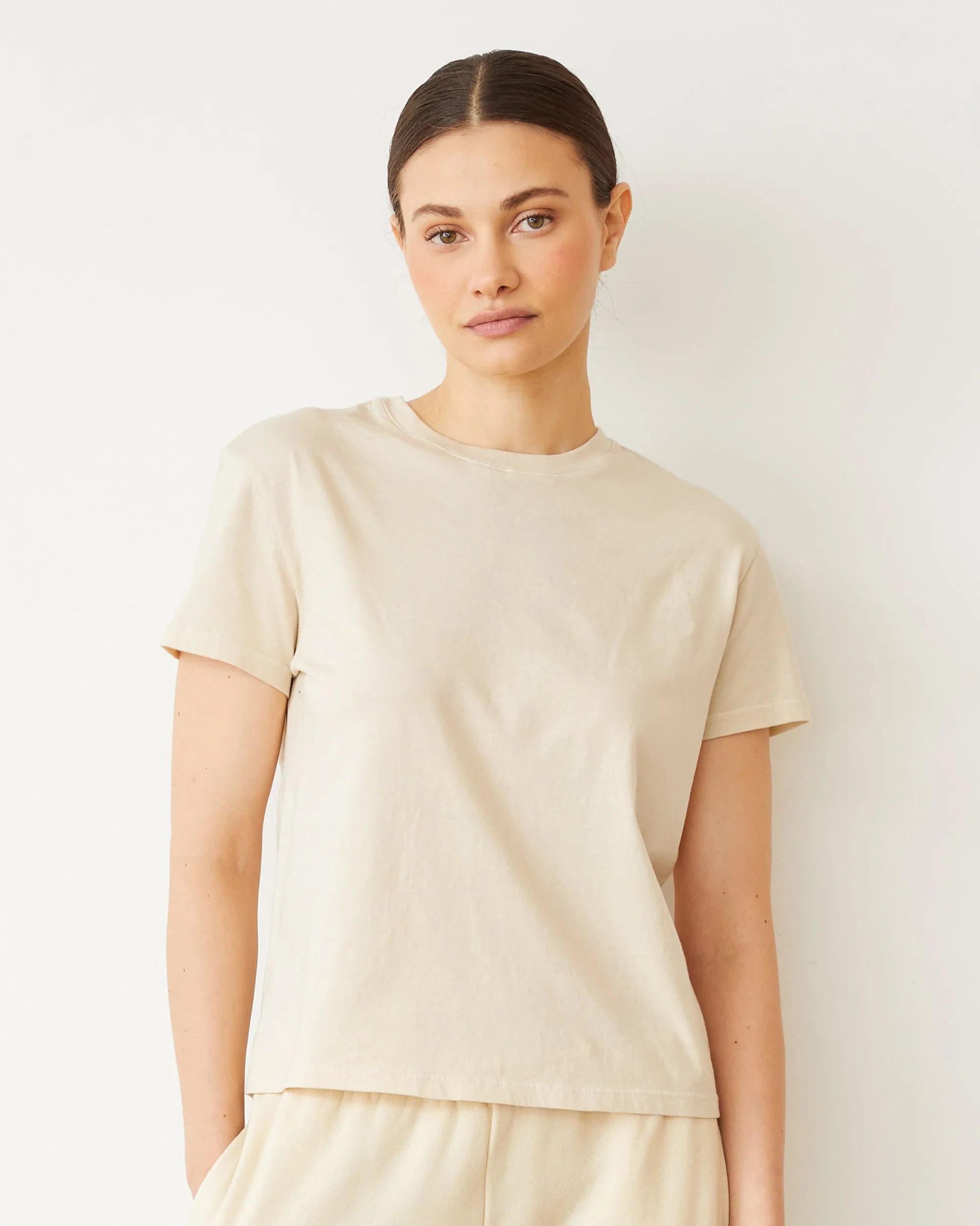 Ethically Sourced Material Trendy Cardigan Basic Crew Neck Tee