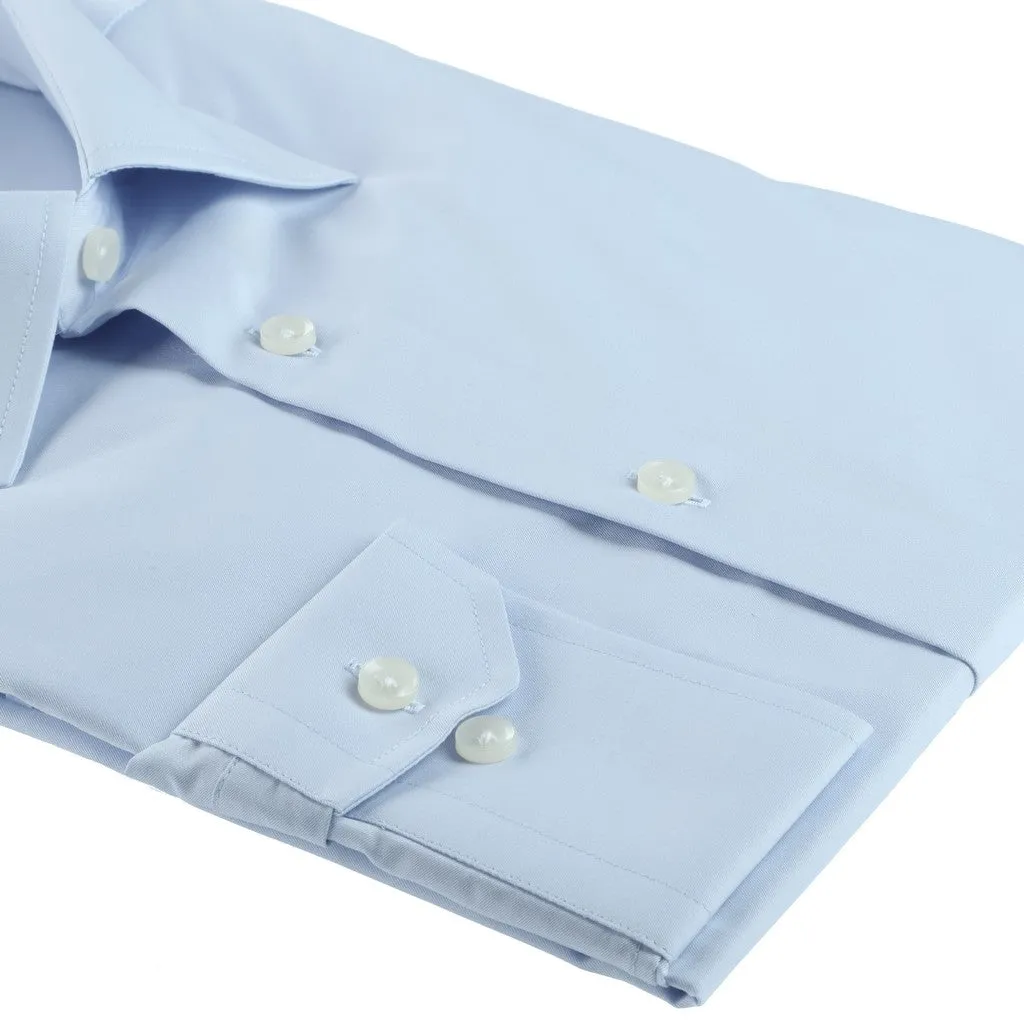 HENRY SARTORIAL White Collar Single Cuff Shirt BABY BLUE