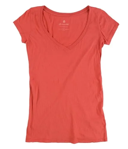 Heritage 1981 Womens Solid V-Neck Basic T-Shirt