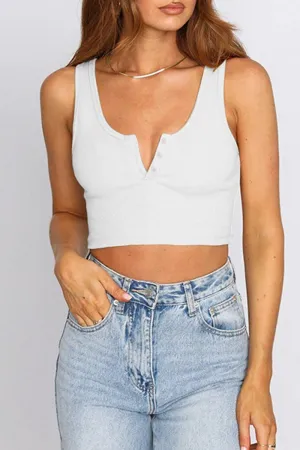 High Durability Material Rubberized grip WOMEN SEXY SLIT NECK FITTED TANK TOP