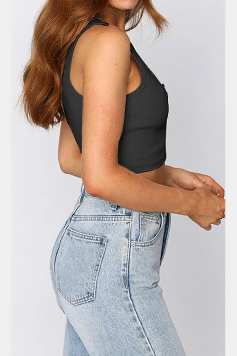 Slim Silhouette Flowy Tunic WOMEN SEXY SLIT NECK FITTED TANK TOP