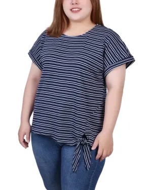 Plus Size Short Sleeve Tie Front Top QuickDrySystem
