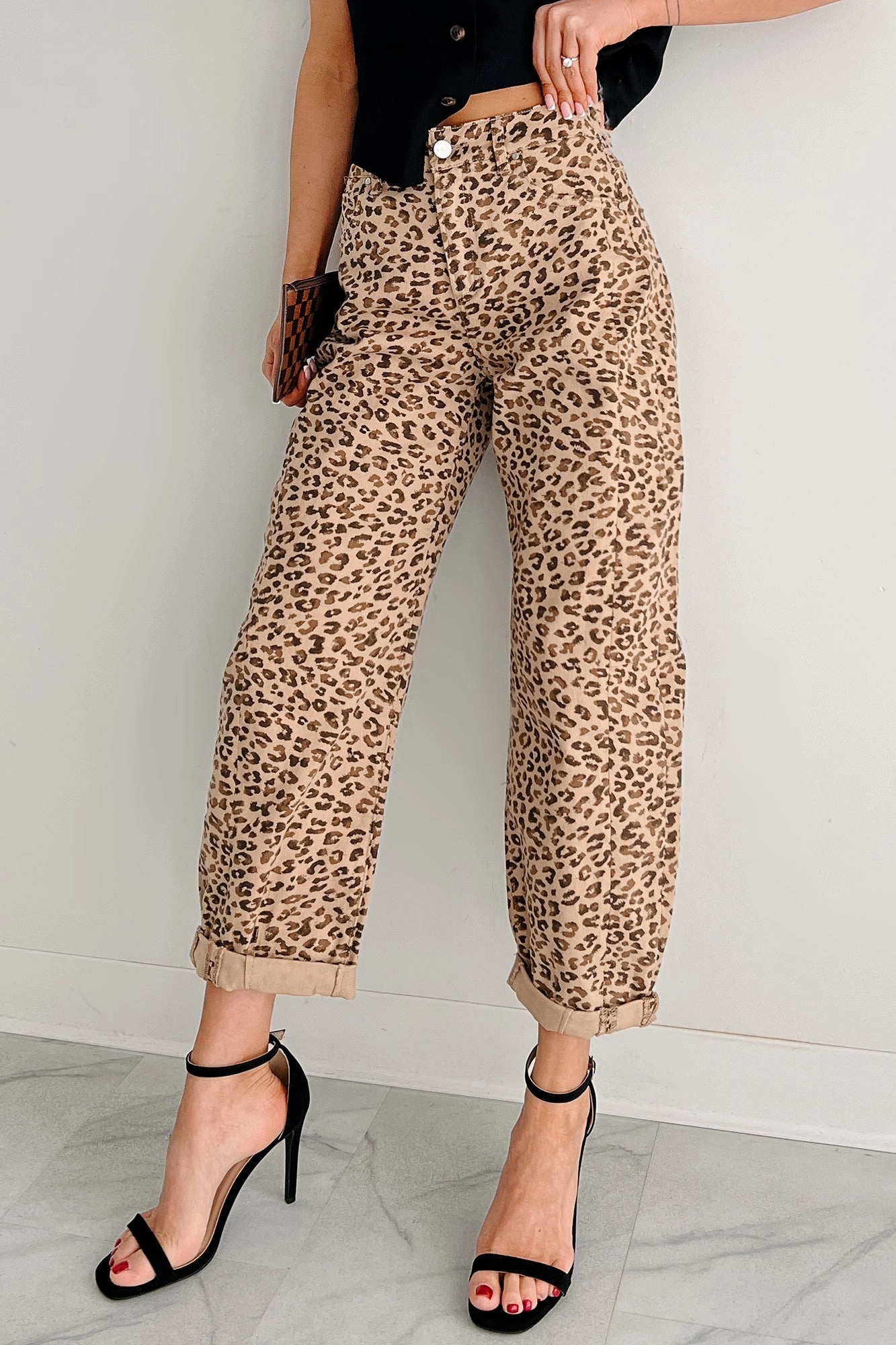 Berkeley High Rise Barrel Cuffed Risen Jeans (Leopard) RecycledBlend