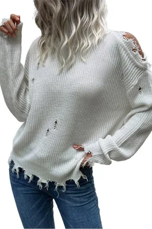 HIGH NECK VINTAGE KNIT SWEATER Breathable Material