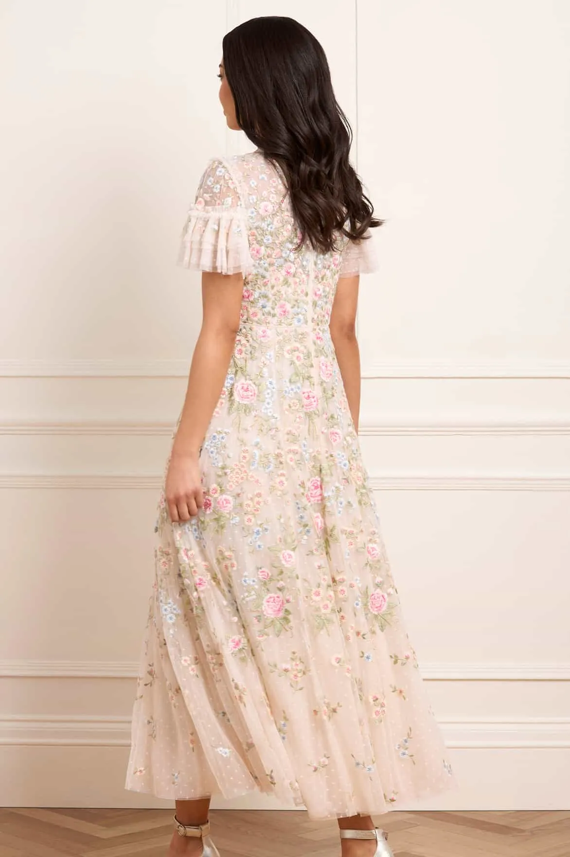 Antoinettes Floral Round Neck Ankle Gown Subtle design Quick-Dry