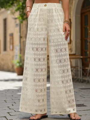 High-waisted loose lace wide-leg pants Body Contour AntibacterialCoating
