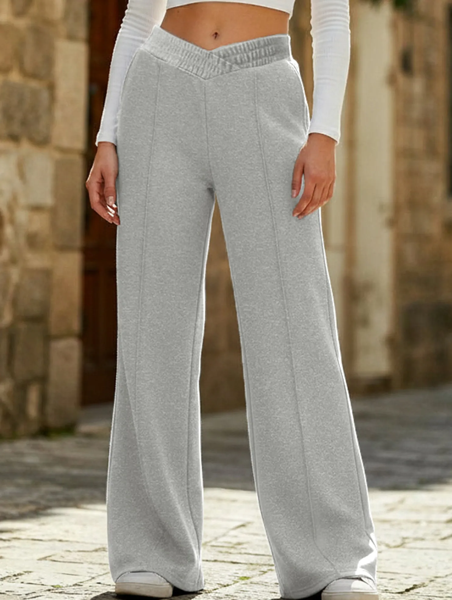 Sport Performance Design High-waisted solid color wide-leg casual pants