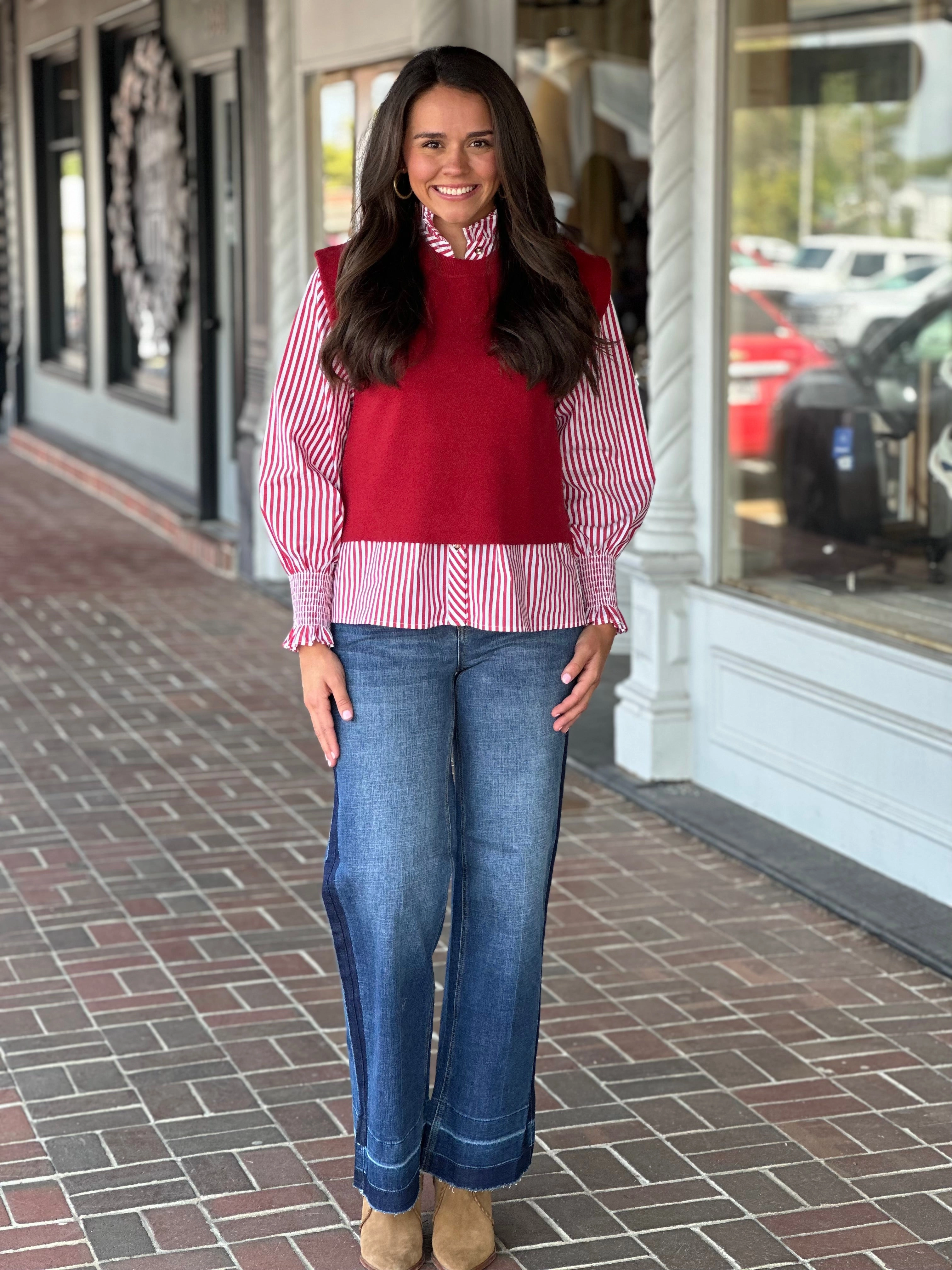 Solid Cap Sleeve Sweater in Wine Quick Dry Performance