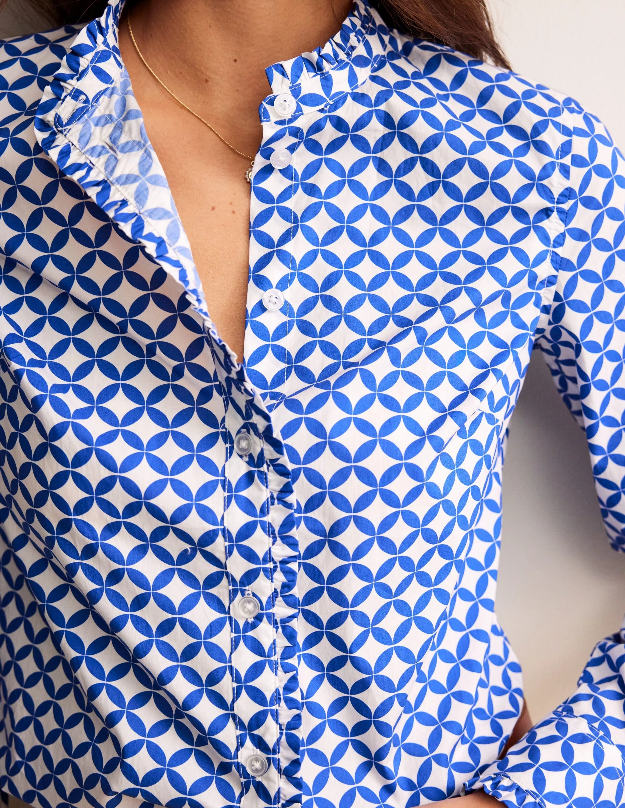 Anti Pilling Treatment Casual Fit Phoebe Cotton Shirt-Blue, Diamond Terrace