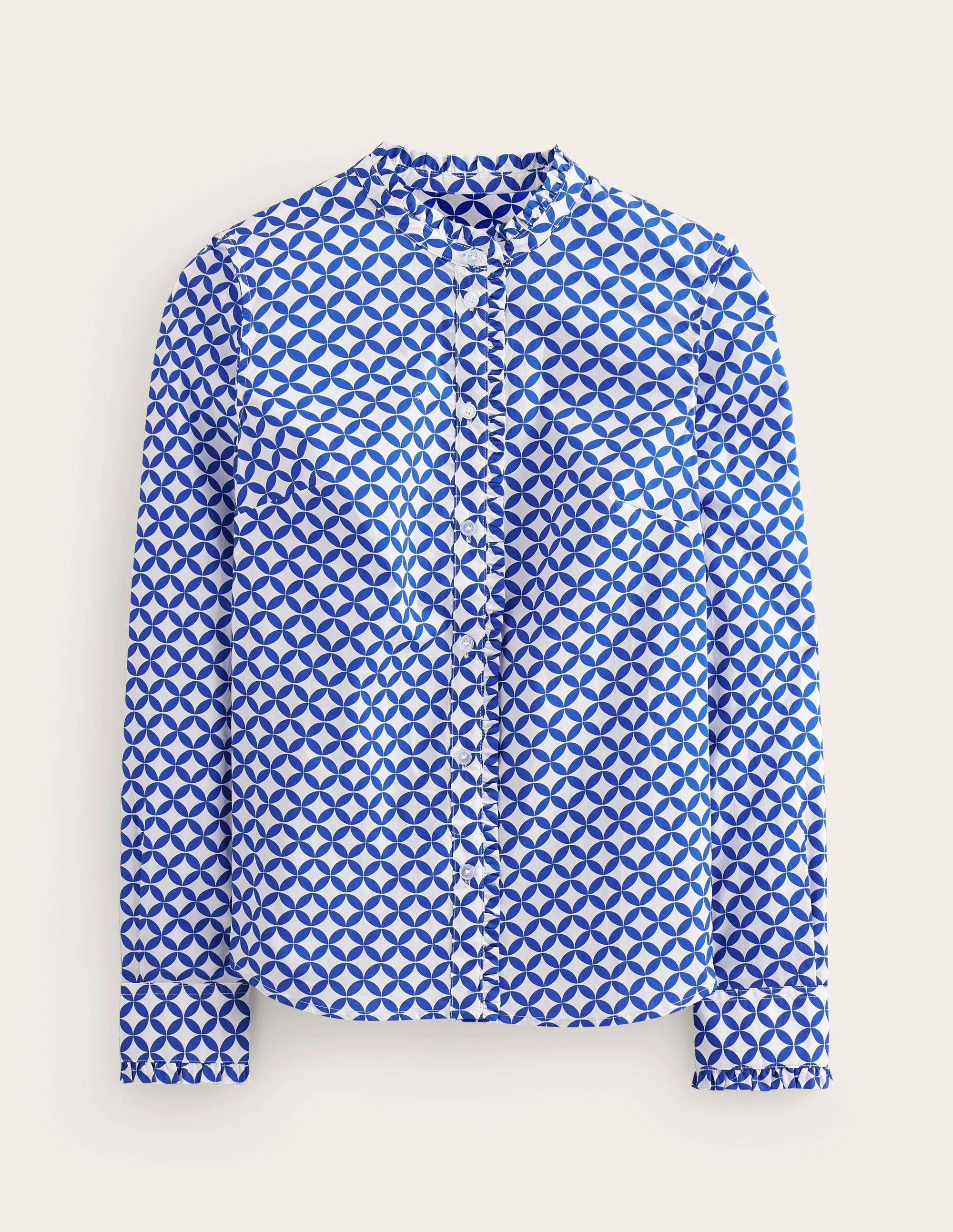 SublimatedPrint Phoebe Cotton Shirt-Blue, Diamond Terrace