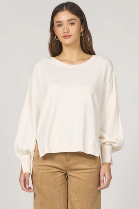 Recycled Polyester Material Garment Washed Finish Dear John Trenton Sweater in Whitecap Gray