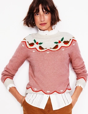 Edie Fair Isle Jumper-Quartz Pink, Robins Winter Days FrictionReduced Sleeve Construction