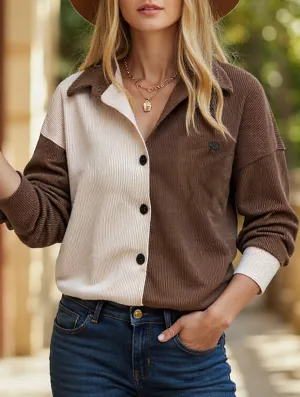 Splice color blocking thin coat Sheer Overlay Material