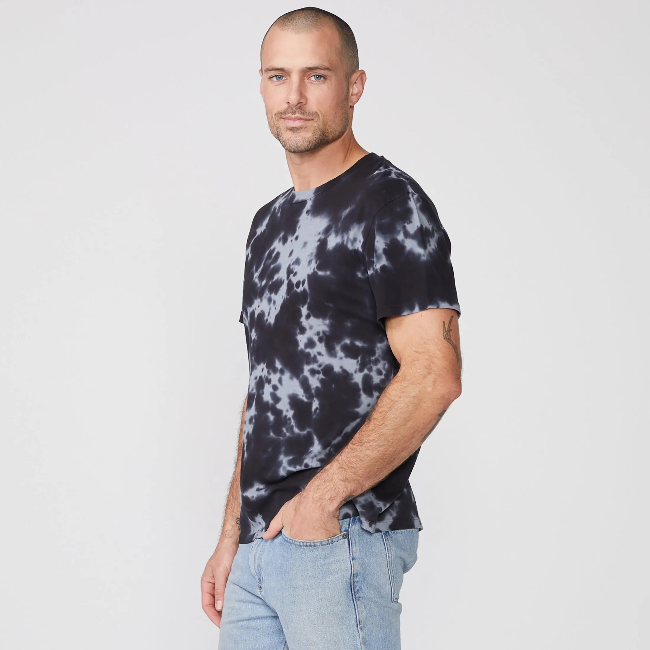 Tie Dye Relaxed Crew StretchMaterial Reinforced Hem Stitching