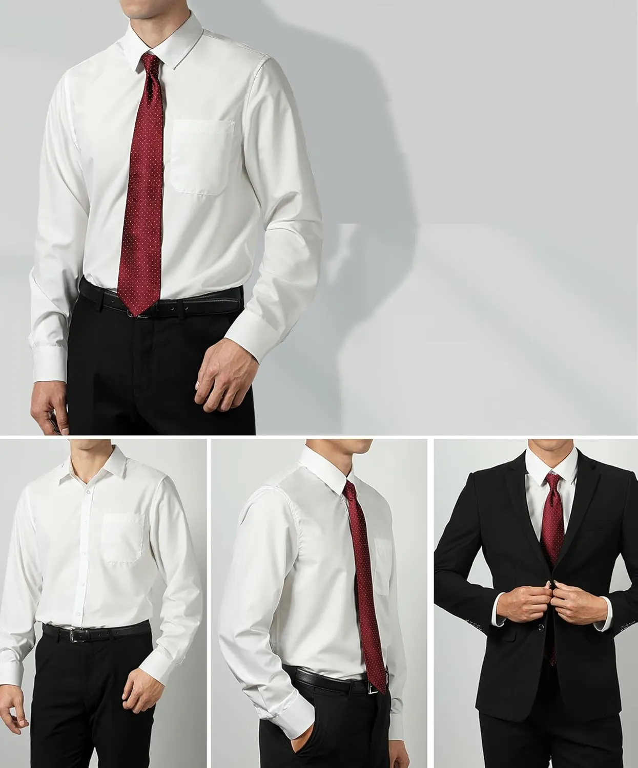 HISDERN Mens Dress Shirts Long Sleeve Button Down Shirts for Men Casual Solid Formal Business Regular Fit Shirt with Pocket