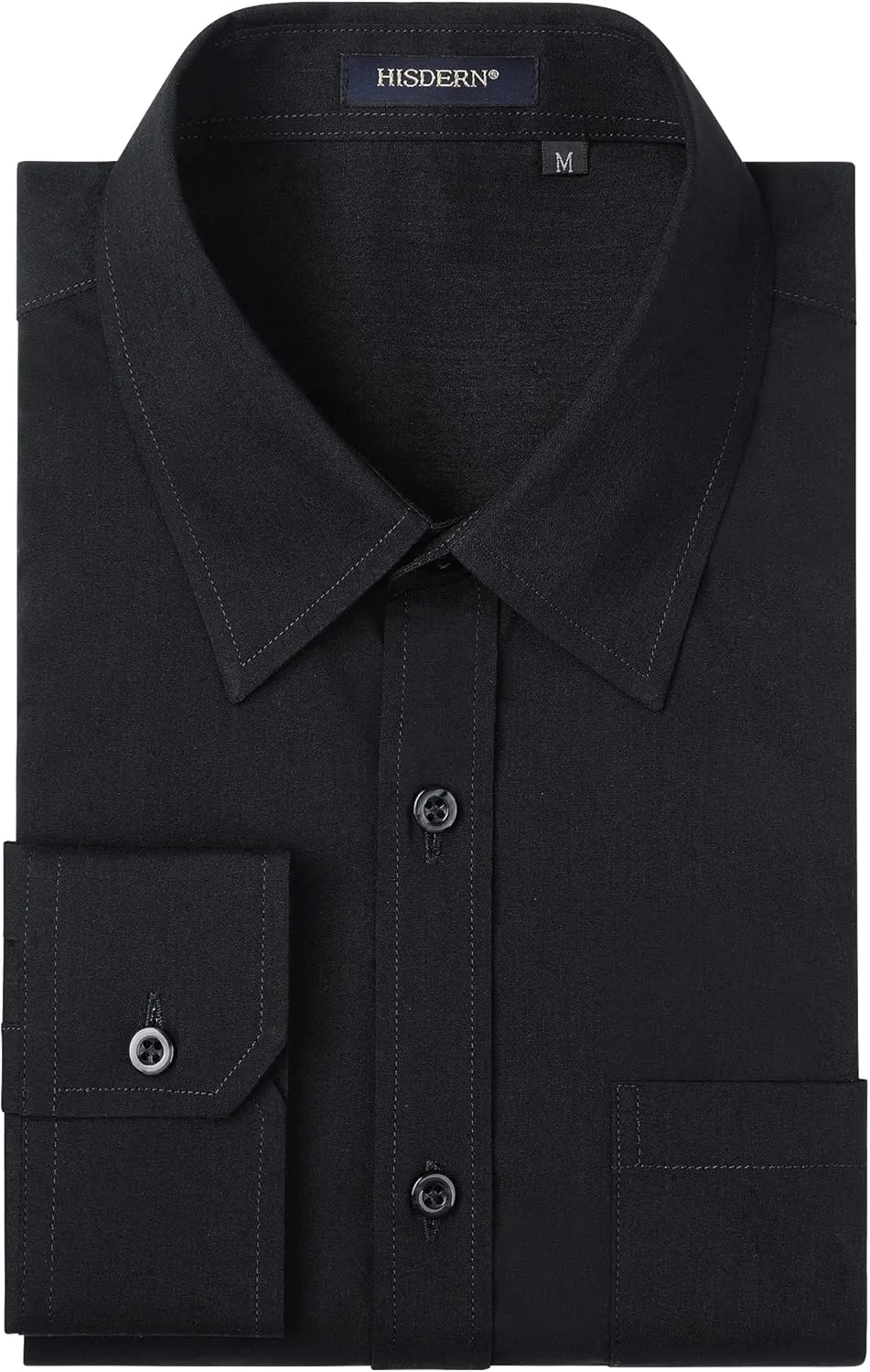 HISDERN Mens Dress Shirts Long Sleeve Button Down Shirts for Men Casual Solid Formal Business Regular Fit Shirt with Pocket