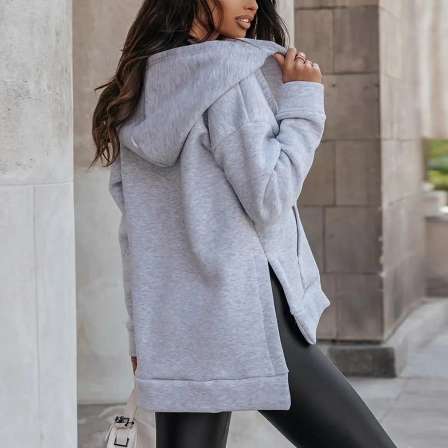 hlysgo Women's Hoodies Full Zip Up Oversized Sweatshirt with Pockets, Zip Up Hoodies Casual Sweatshirts Fall Jackets