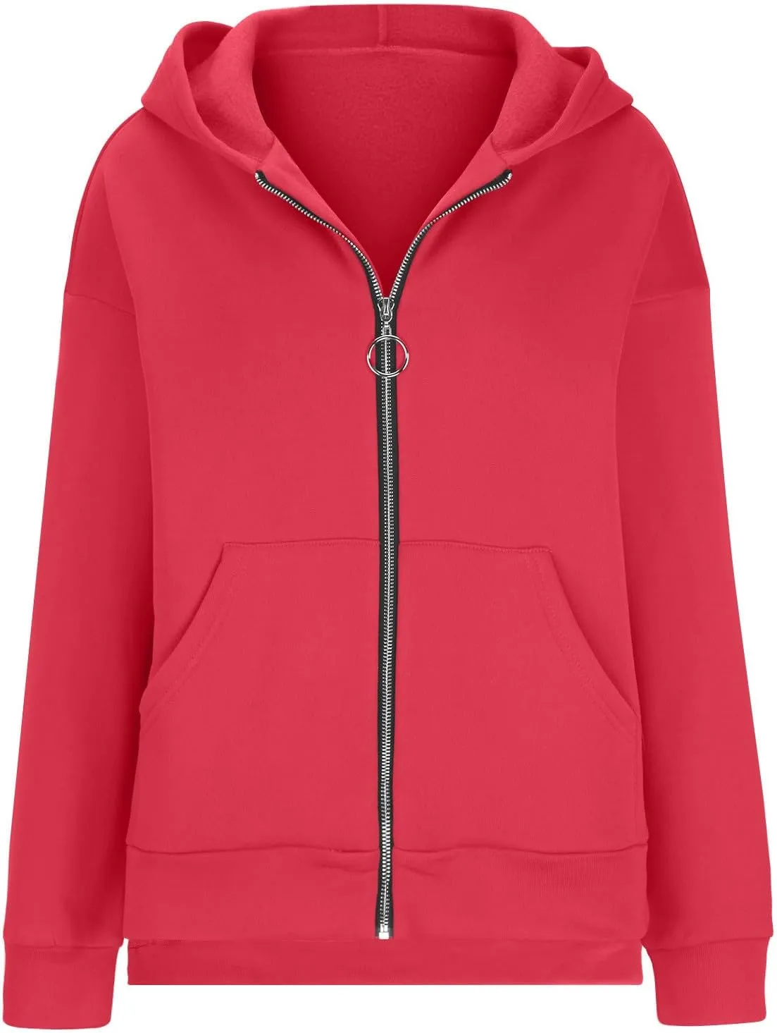 hlysgo Women's Hoodies Full Zip Up Oversized Sweatshirt with Pockets, Zip Up Hoodies Casual Sweatshirts Fall Jackets
