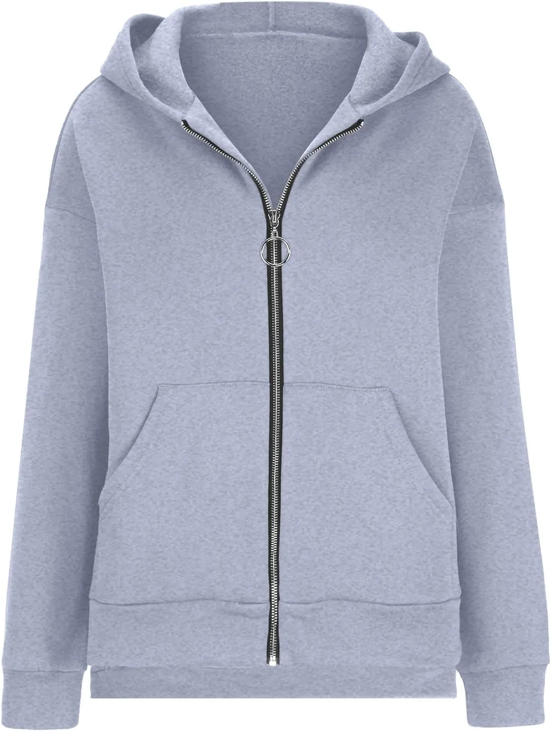 hlysgo Women's Hoodies Full Zip Up Oversized Sweatshirt with Pockets, Zip Up Hoodies Casual Sweatshirts Fall Jackets