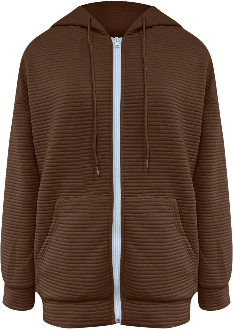 hlysgo Zip Up Hoodies for Women, Fall Fashion Zip Up Hooded Sweatshirt Jacket with Pockets Casual Loose Quilted Outwear