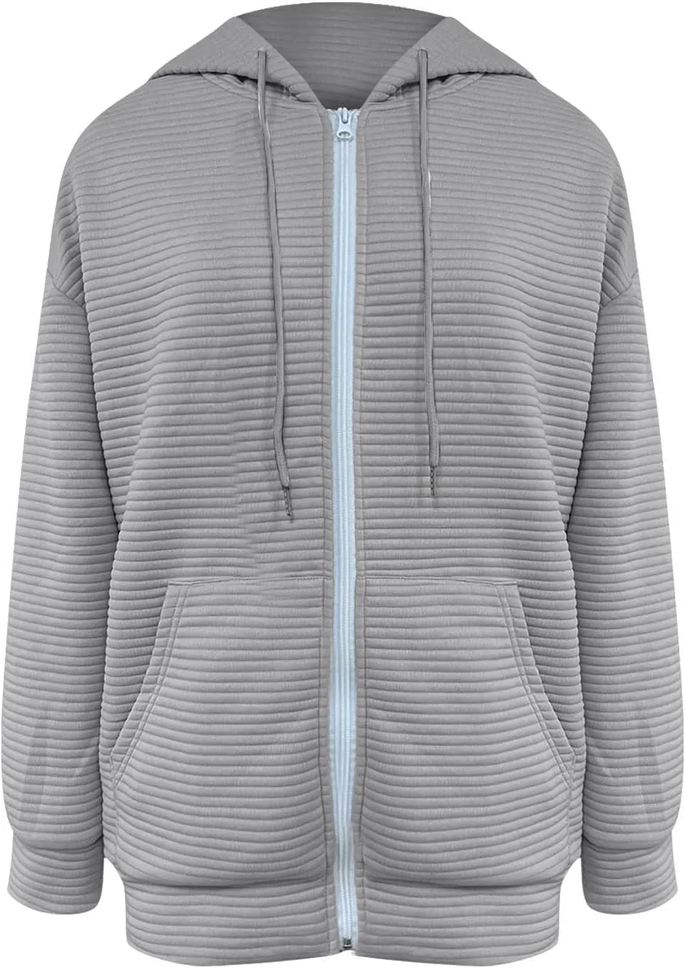 hlysgo Zip Up Hoodies for Women, Fall Fashion Zip Up Hooded Sweatshirt Jacket with Pockets Casual Loose Quilted Outwear