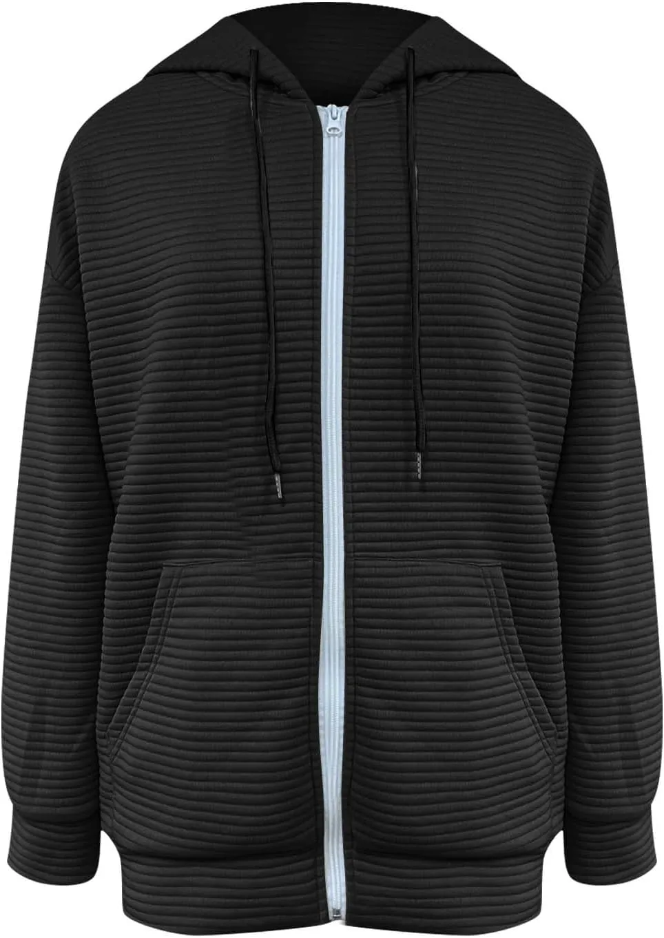 hlysgo Zip Up Hoodies for Women, Fall Fashion Zip Up Hooded Sweatshirt Jacket with Pockets Casual Loose Quilted Outwear