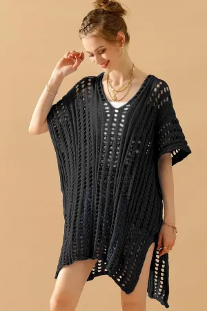 Ergonomic Cut HOLLOW KNITTED BEACH WEAR SWIM COVER UP
