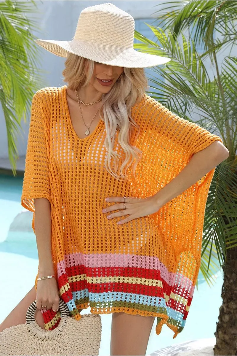 HOLLOW KNITTED SWIM POOL COVER UP Secure-fit