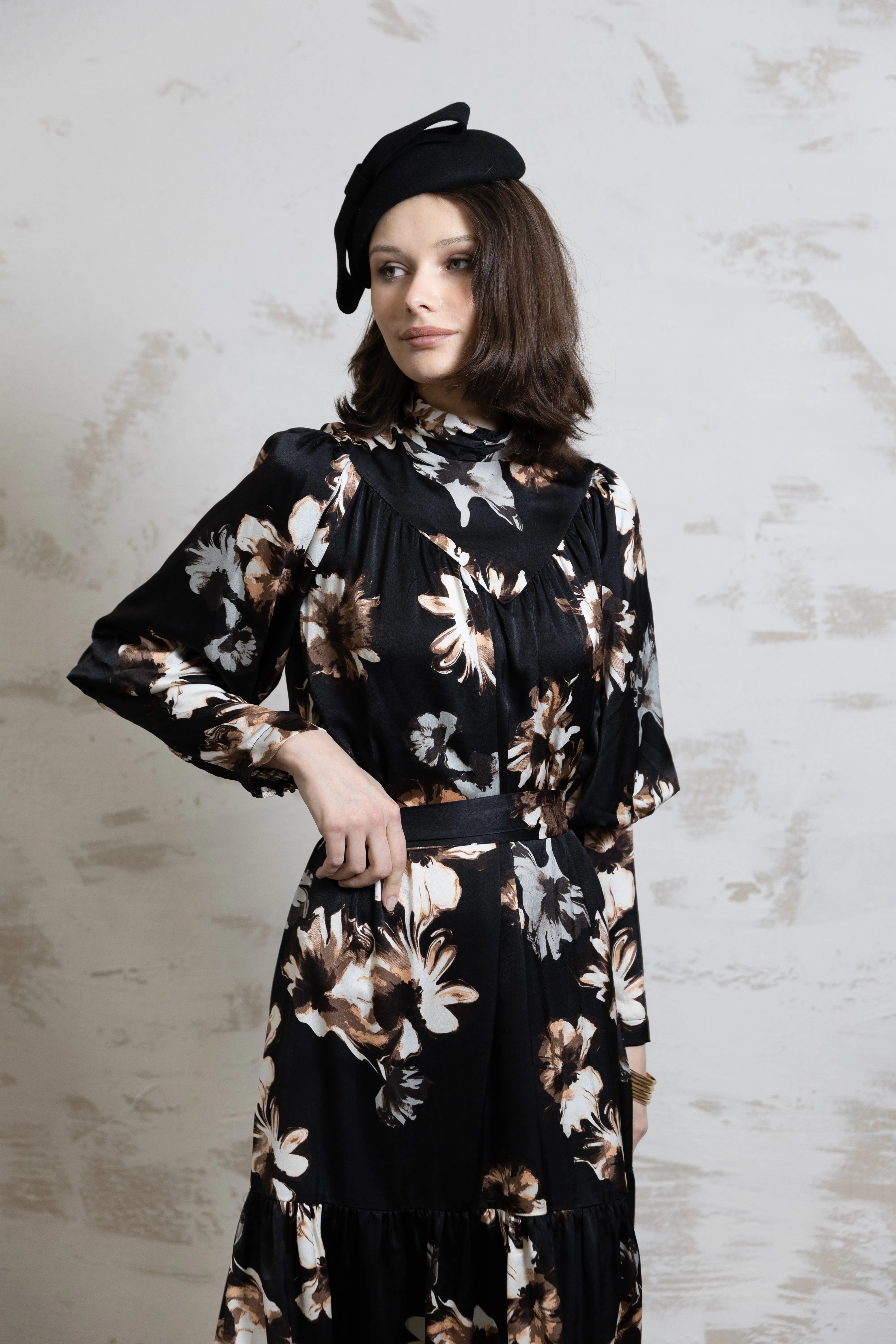 Holly Floral Dress Smooth Drape City Style