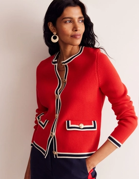 Versatile Layered Layering Piece Holly Knitted Jacket-Hot Pepper Red