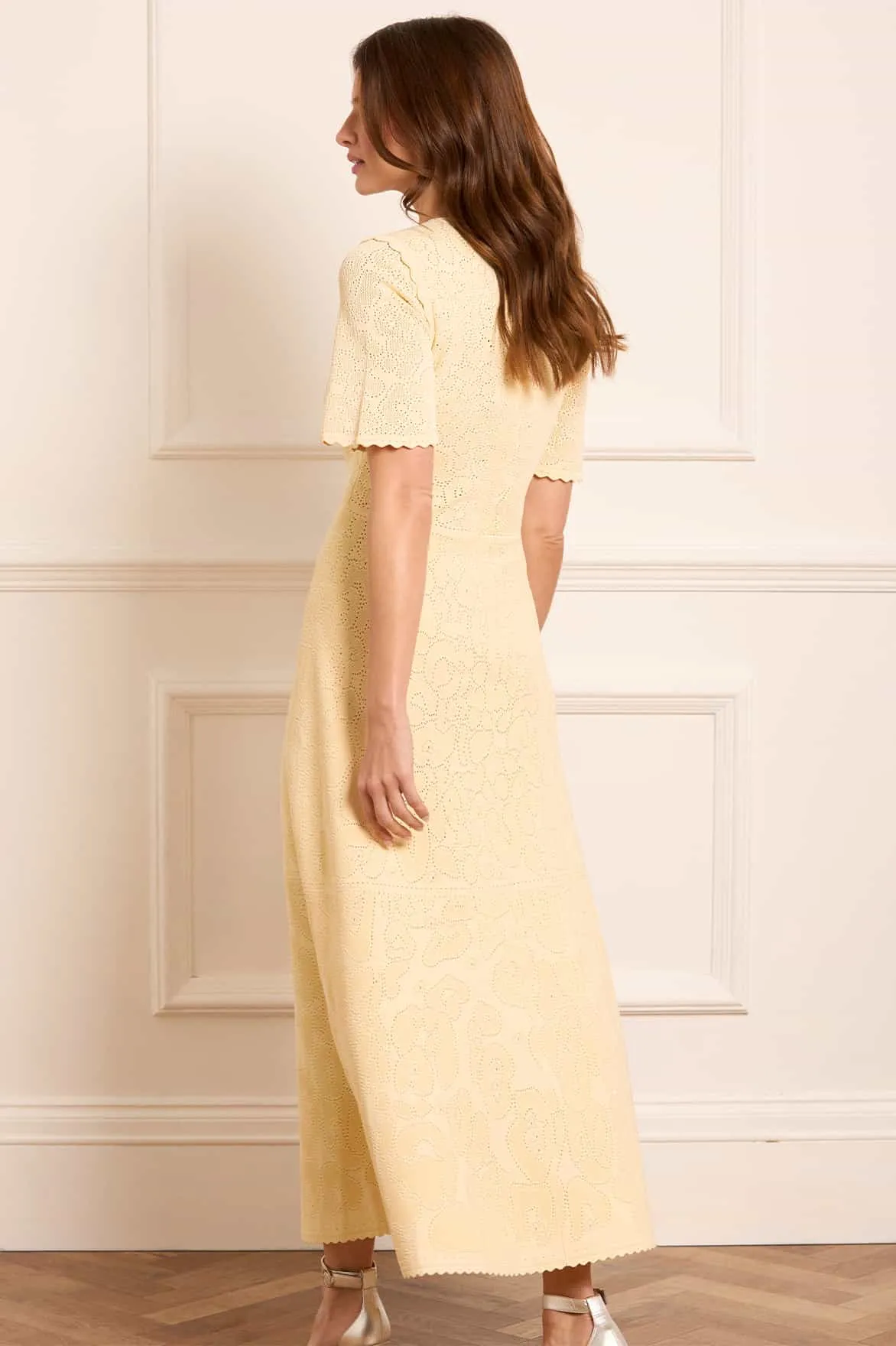Zip Closure Floral Pointelle Knit Gown