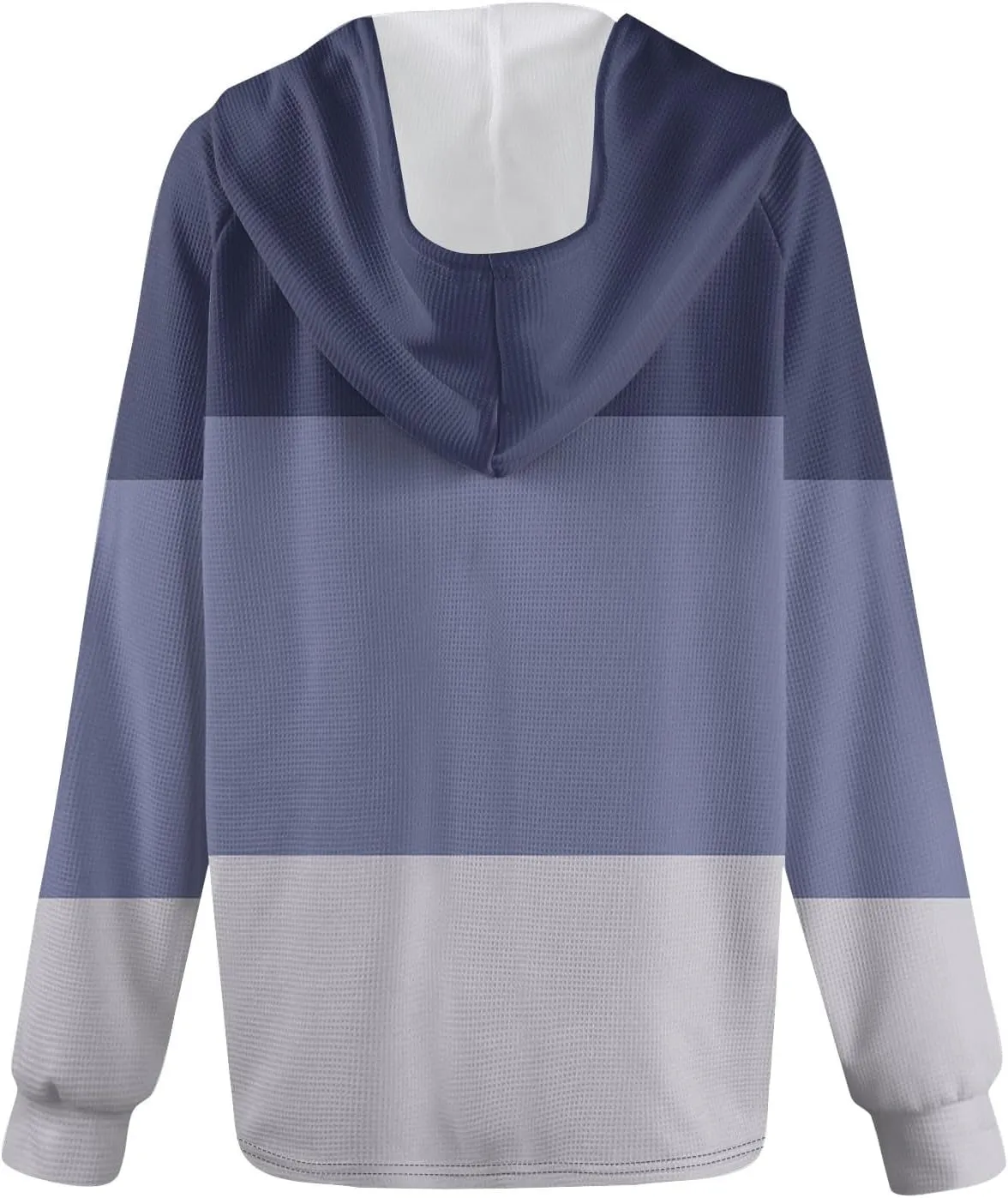 Hoodies for Women Button V Neck Waffle Knit Tops Long Sleeve Shirts Fall Casual Comfy Pullover Sweatshirt Hooded Tops
