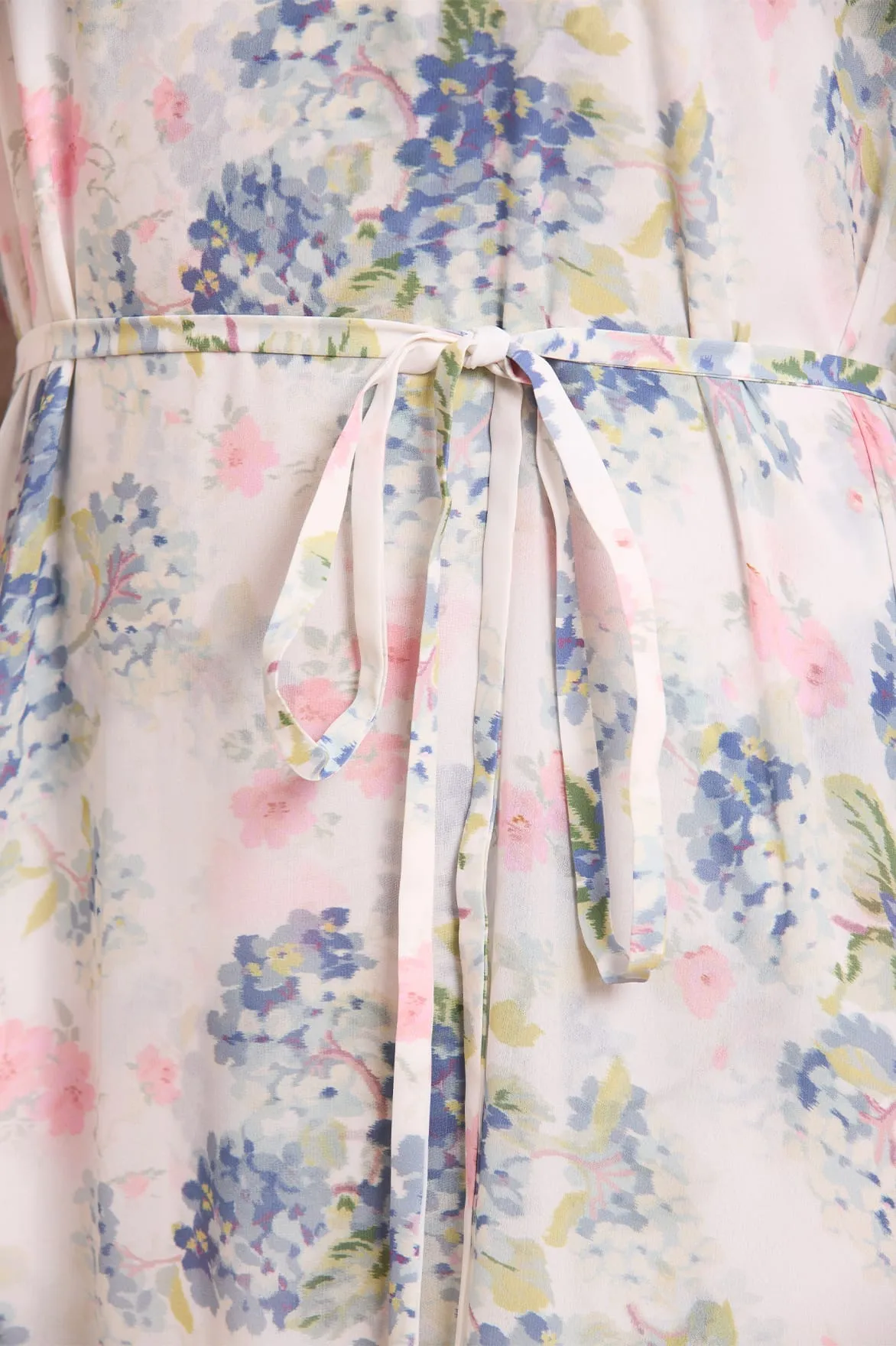 Tall Fit Casual Style Hydrangea Chiffon Round Neck Ankle Gown