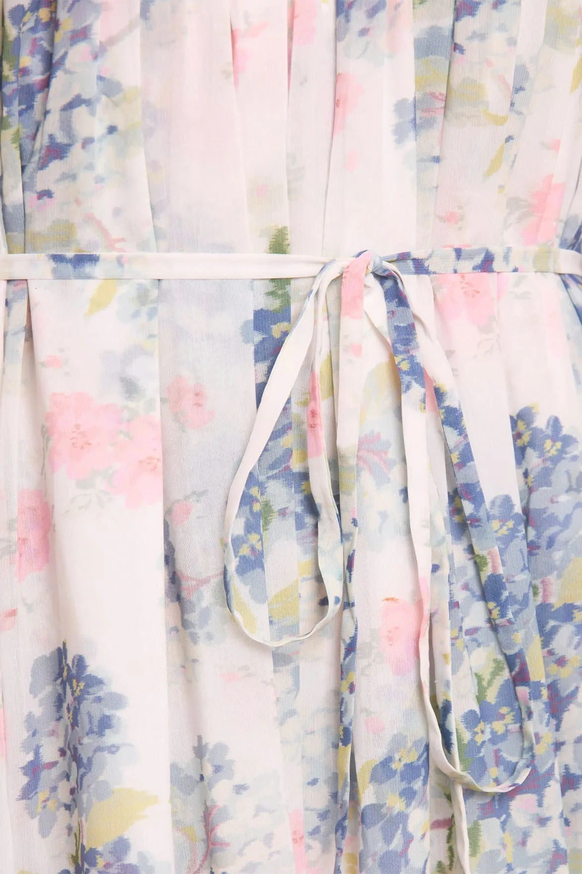 Sporty Look Satin-Finish Hydrangea Chiffon Round Neck Mini Dress